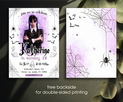 Wednesday Addams customizable invitation template | Share or Print | girl | KU543