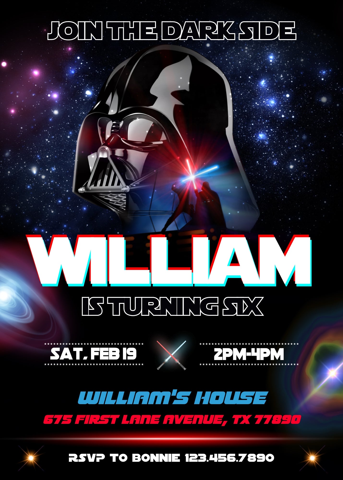 Star Wars Darth Vader customizable invitation template | Share or Print | boy | EP629