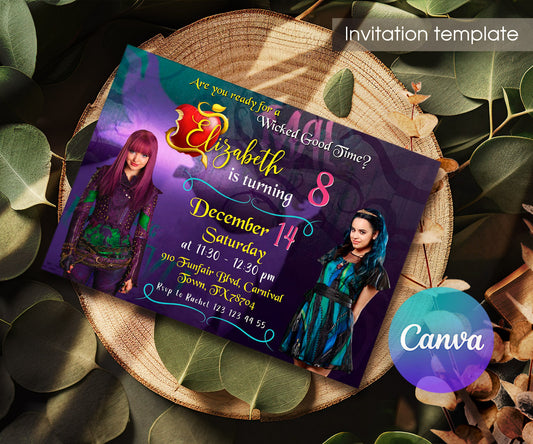 Descendants Disney customizable invitation template | Share or Print | VR565