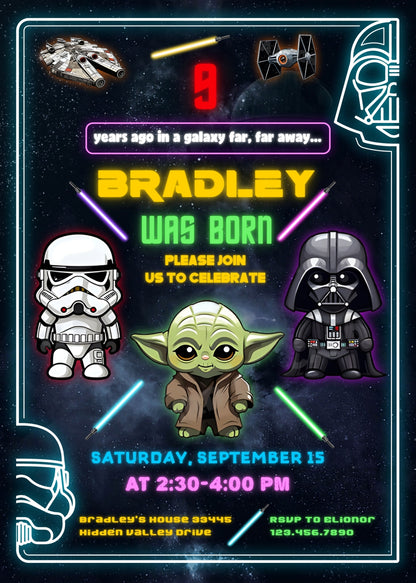 Star Wars Darth Vader customizable invitation template | Share or Print | boy | YB076