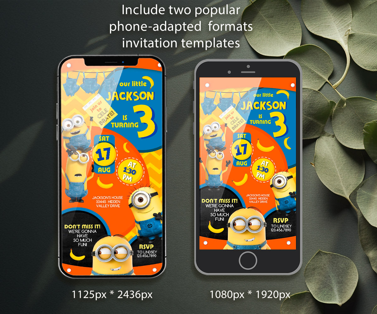Minions Despicable Me customizable invitation template | Share or Print | OH336