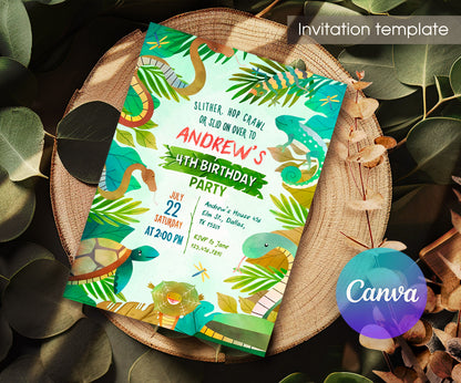 Reptile Lizard Snake customizable invitation template | Share or Print | KJ927