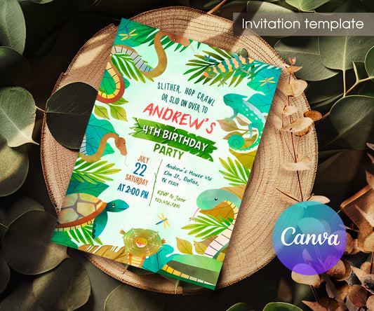 Reptile Lizard Snake customizable invitation template | Share or Print | KJ927