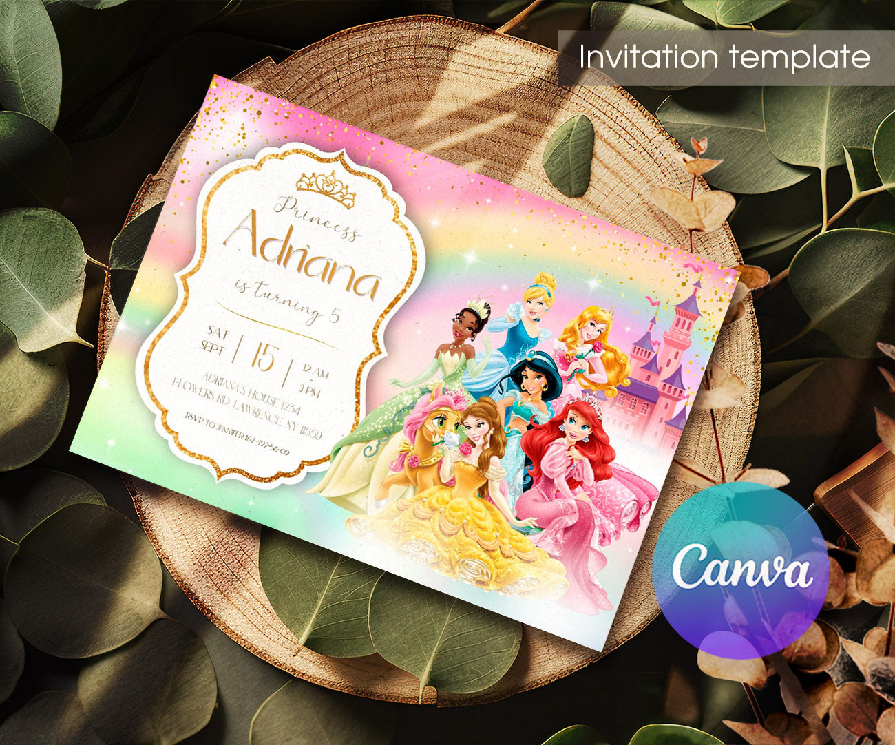 Disney Princess customizable invitation template | Share or Print | girl | JB586