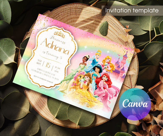 Disney Princess customizable invitation template | Share or Print | girl | JB586