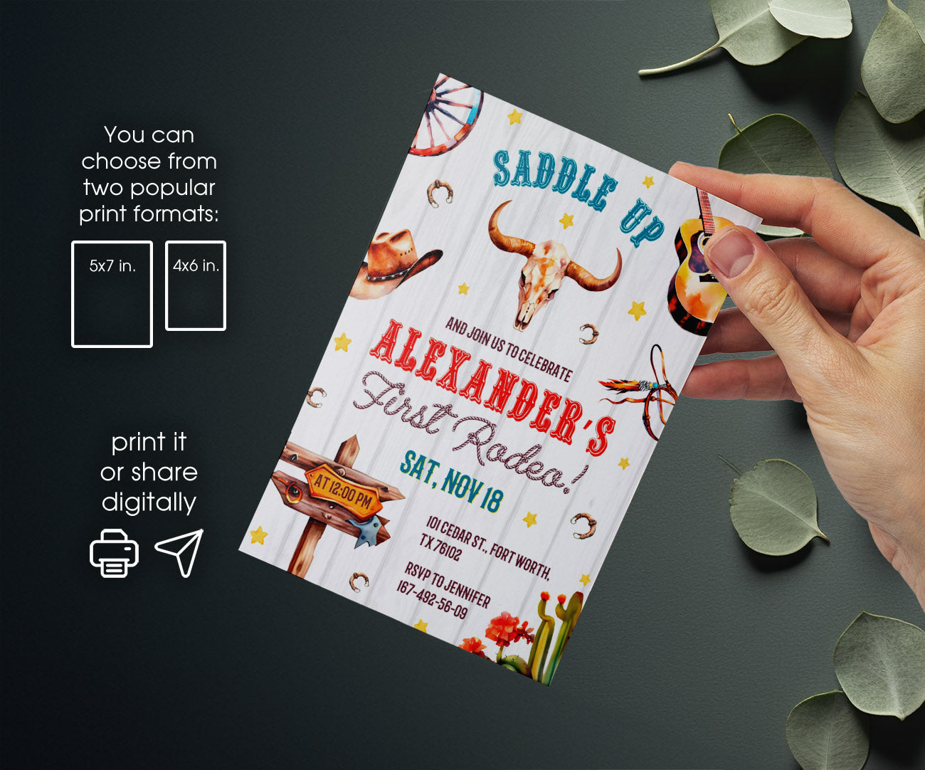 Cowboy Rodeo customizable invitation template | Share or Print | boy | VF046
