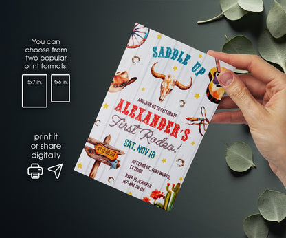 Cowboy Rodeo customizable invitation template | Share or Print | boy | VF046