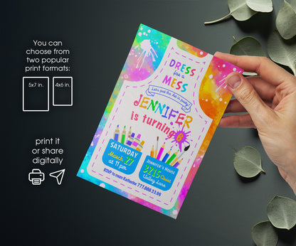 Art Dress For A Mess customizable invitation template | Share or Print | girl | FH949