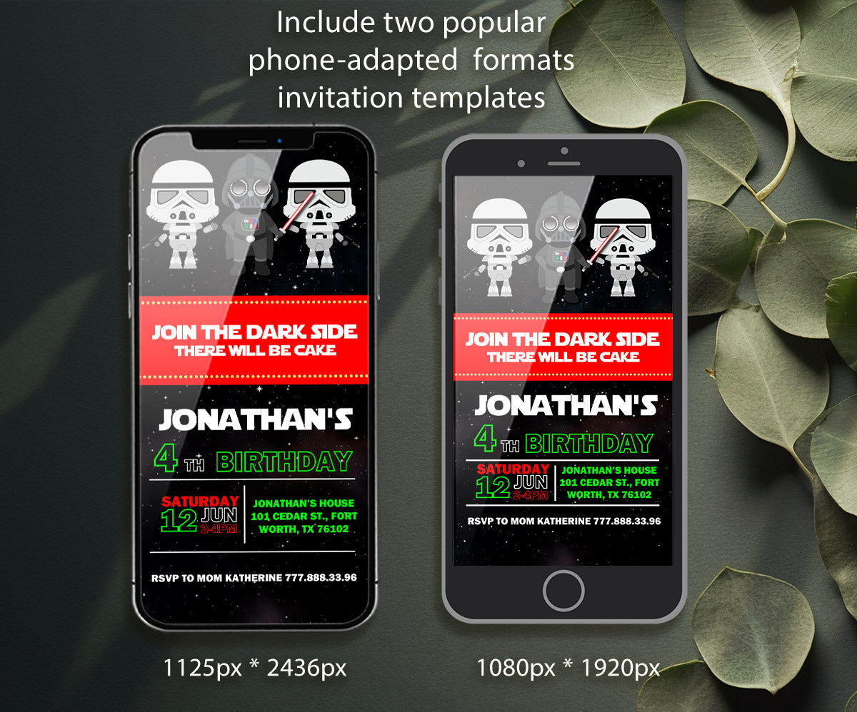 Star Wars Darth Vader customizable invitation template | Share or Print | boy | ZA035