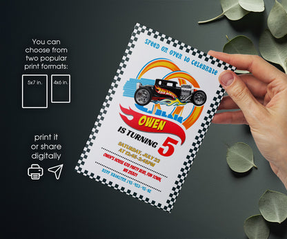 Hot Wheels Racing customizable invitation template | Share or Print | boy | KZ077