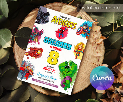 Avengers Marvel Superhero customizable invitation template | Share or Print | boy | VV819