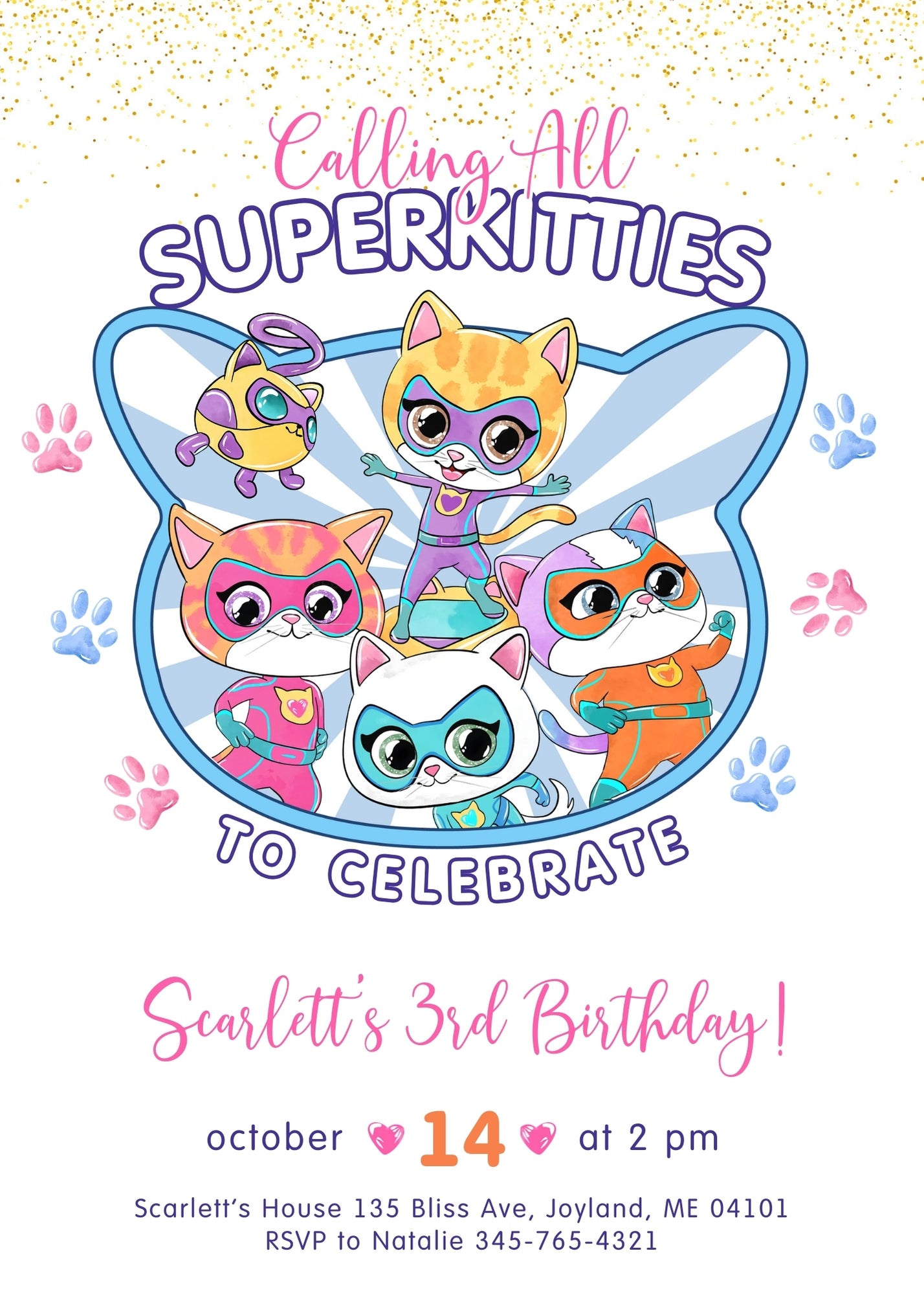 SuperKitties customizable invitation template | Share or Print | WQ833
