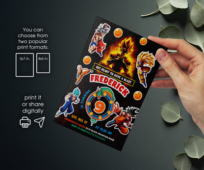 Dragon Ball Z Anime customizable invitation template | Share or Print | boy | FV723