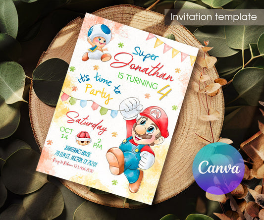 Super Mario Bros customizable invitation template | Share or Print | AB416
