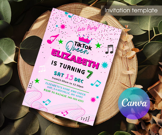 Tik Tok Party customizable invitation template | Share or Print | PU766
