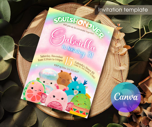Squishmallows customizable invitation template | Share or Print | WK143