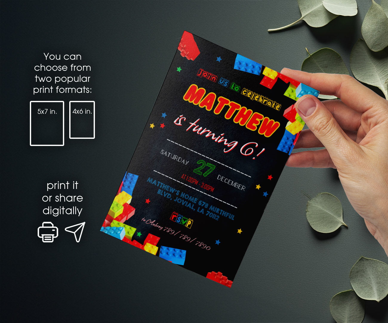 Lego customizable invitation template | Share or Print | RZ163