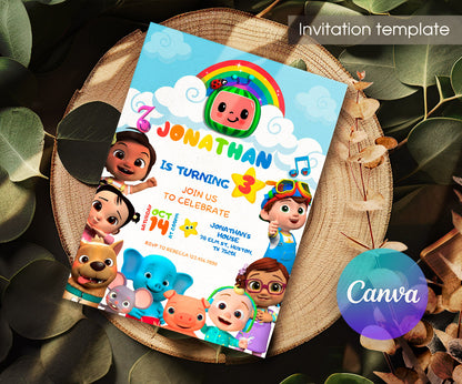 Cocomelon customizable invitation template | Share or Print | JQ740