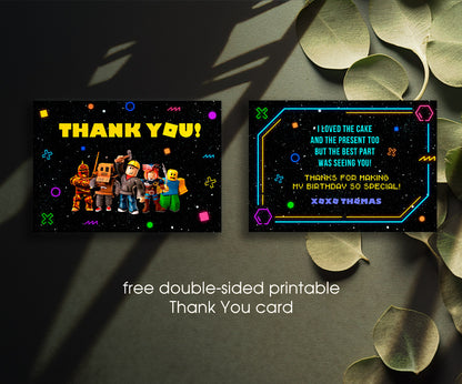 Roblox Gamer customizable invitation template | Share or Print | MW316