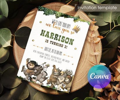 Where The Wild Things Are Maurice Sendak customizable invitation template | Share or Print | AN259
