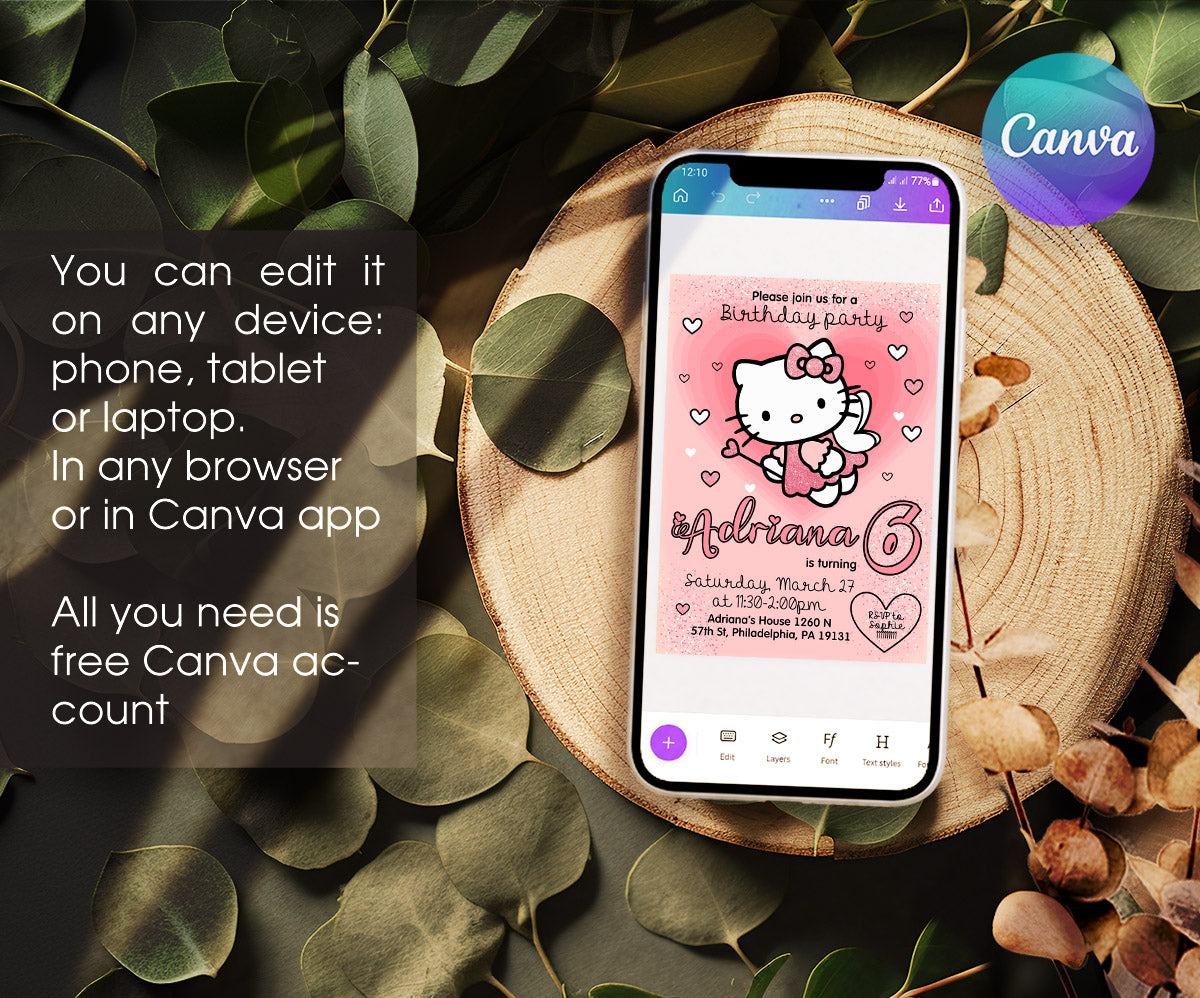 Hello Kitty Sanrio customizable invitation template | Share or Print | TC868