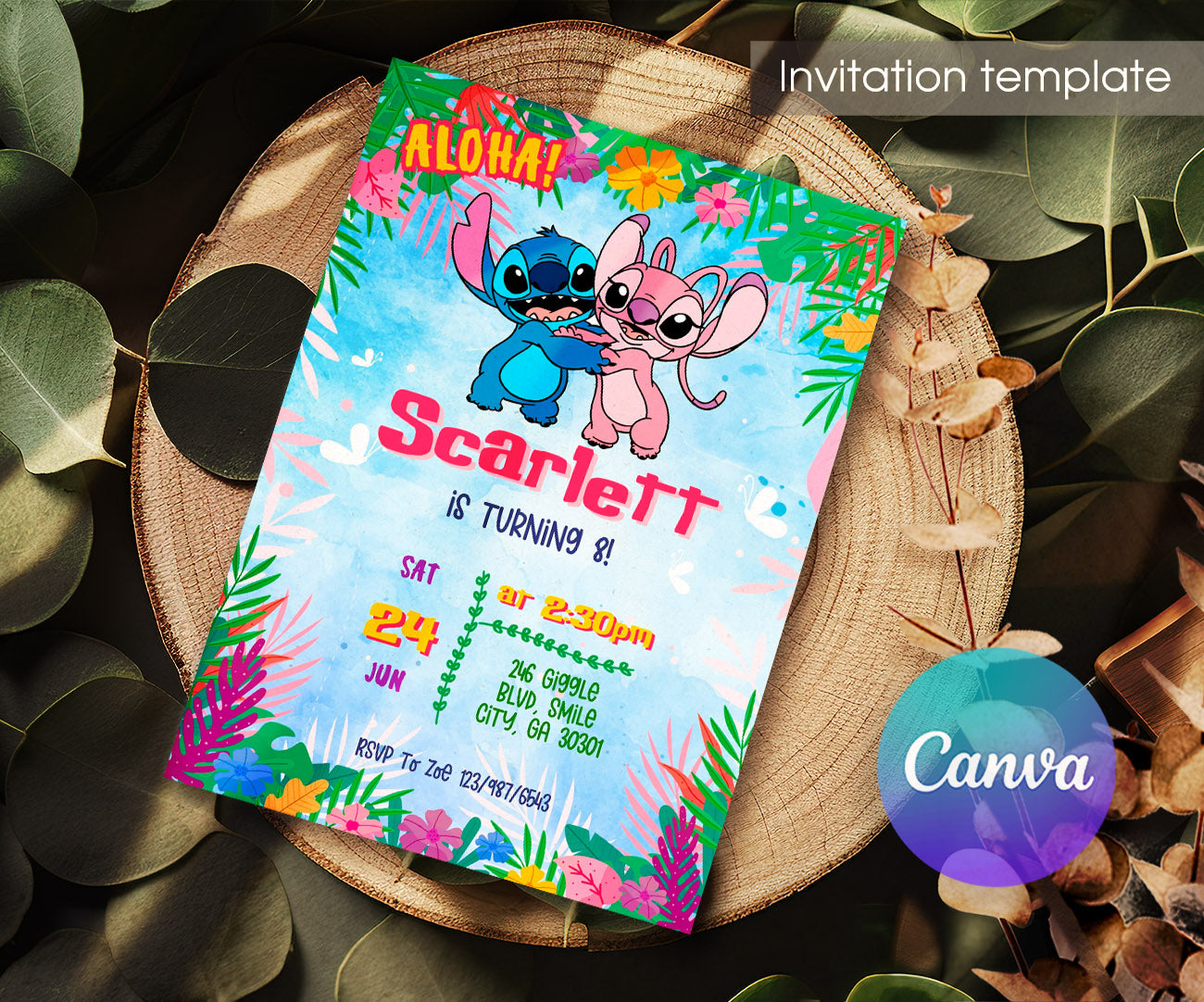 Lilo & Stitch Angel customizable invitation template | Share or Print | girl | FT389
