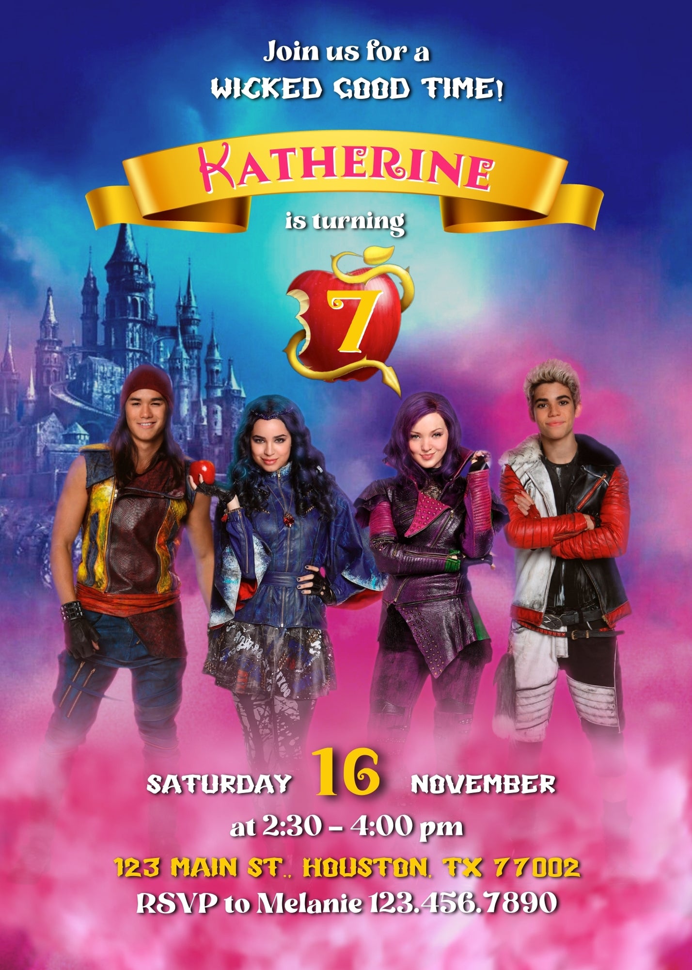Descendants Disney customizable invitation template | Share or Print | IQ398