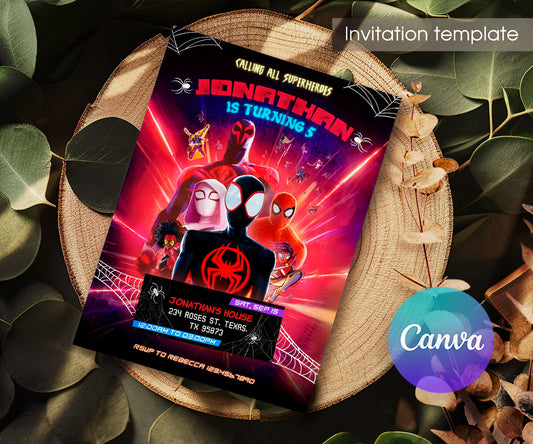 Spider Man Across the Spider-Verse customizable invitation template | Share or Print | boy | HH471