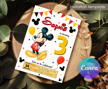 Mickey Mouse and Friends customizable invitation template | Share or Print | ZX114