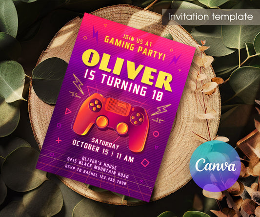 Gamer Party customizable invitation template | Share or Print | boy | WB241