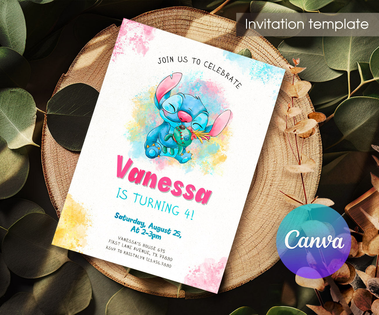 Lilo & Stitch Aloha customizable invitation template | Share or Print | YD278