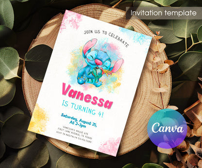 Lilo & Stitch Aloha customizable invitation template | Share or Print | YD278