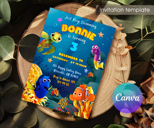 Finding Nemo customizable invitation template | Share or Print | LL964