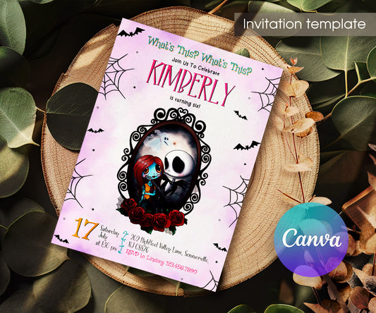 The Nightmare Before Christmas Halloween customizable invitation template | Share or Print | ZH450
