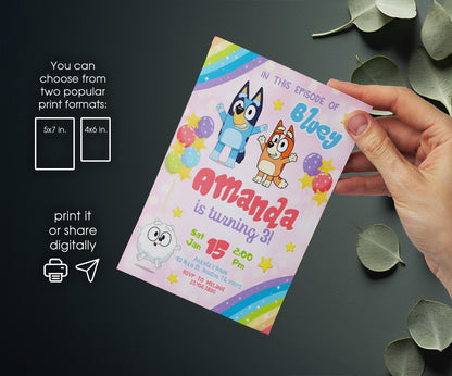 Bluey Bingo customizable invitation template | Share or Print | FK686