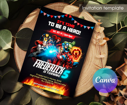Avengers Marvel Superhero customizable invitation template | Share or Print | boy | XR412