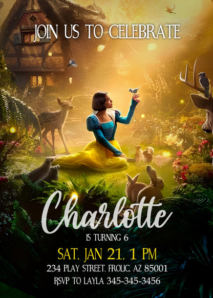 Snow White Musical Disney Princess customizable invitation template | Share or Print | GQ385