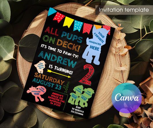 PAW Patrol customizable invitation template | Share or Print | WN513