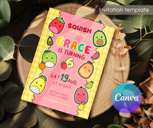 Squishmallows customizable invitation template | Share or Print | RW268