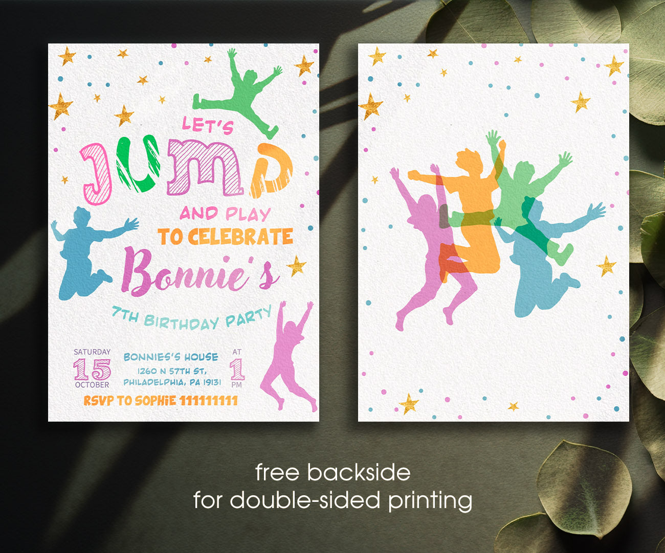 Trampoline Jump Party customizable invitation template | Share or Print | WY528