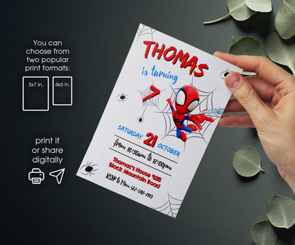 Spidey and His Amazing Friends customizable invitation template | Share or Print | boy | SK553