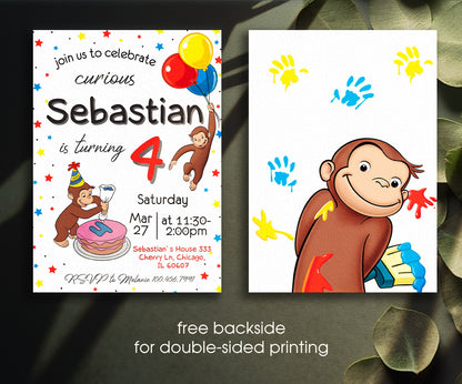 Curious George Monkey customizable invitation template | Share or Print | CD095