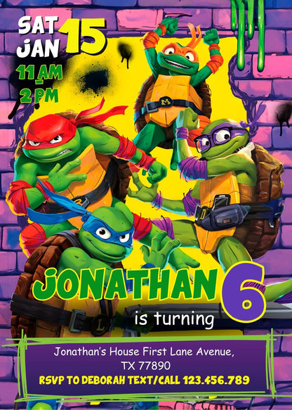 Teenage Mutant Ninja Turtles customizable invitation template | Share or Print | boy | FO989