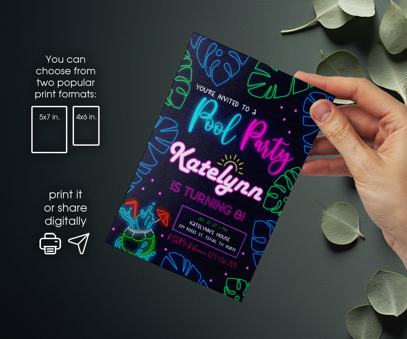 Pool Party customizable invitation template | Share or Print | NB597