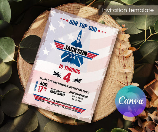 Top Gun Maverick Jet Fighter customizable invitation template | Share or Print | boy | VM131