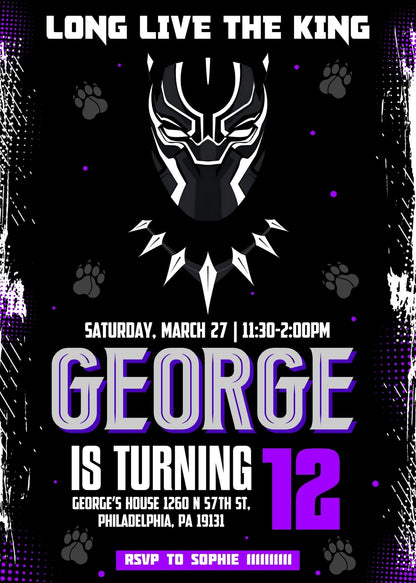 Black Panther Superhero Marvel customizable invitation template | Share or Print | boy | IG696