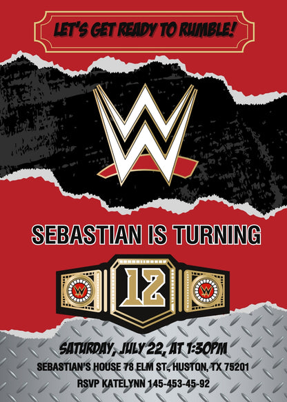 Wrestling WWE WrestleMania customizable invitation template | Share or Print | boy | MB199