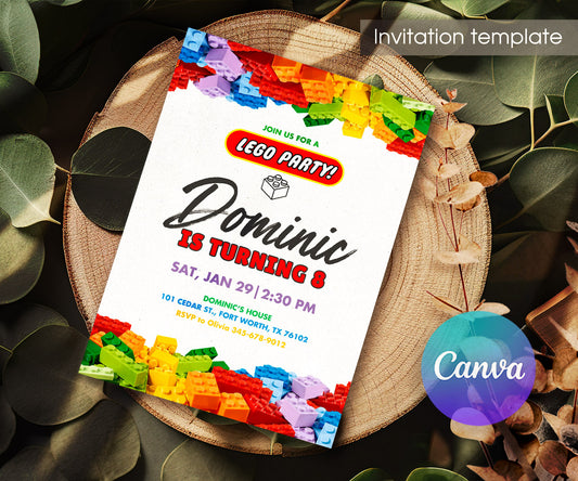 Lego customizable invitation template | Share or Print | YW609