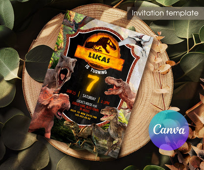 Jurassic Park Dinosaur customizable invitation template | Share or Print | YC176