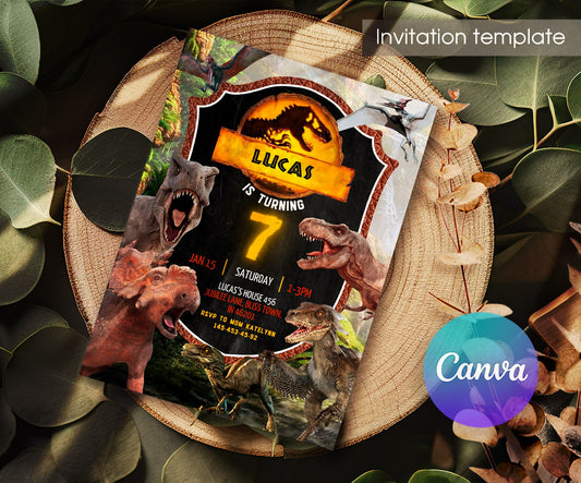 Jurassic Park Dinosaur customizable invitation template | Share or Print | YC176